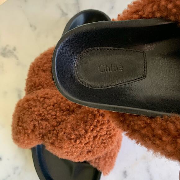 NWT Chloé Shearling Fur Flat Slide Sandal 35EU - Picture 4 of 12